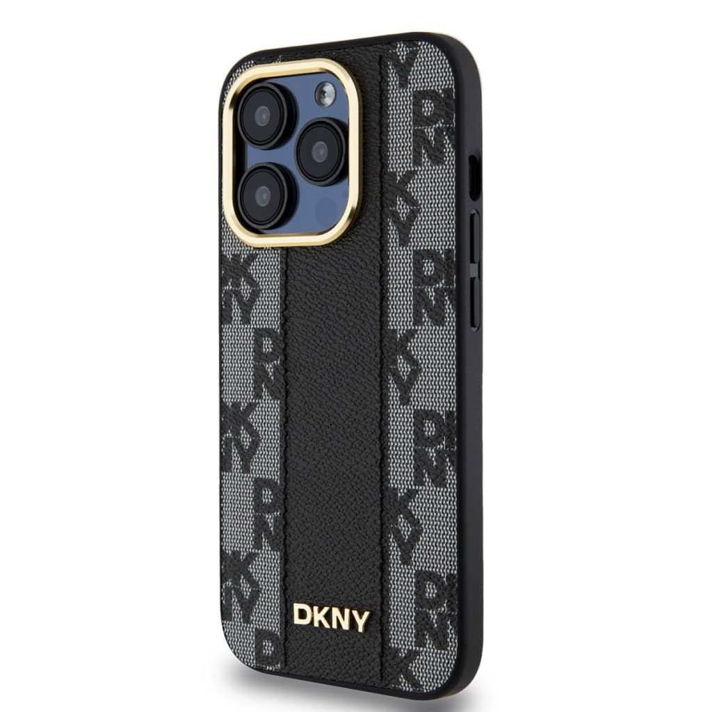 Zadní Kryt DKNY PU Leather Checkered Pattern Magsafe pro iPhone 15 Pro Max černý - náhled 3
