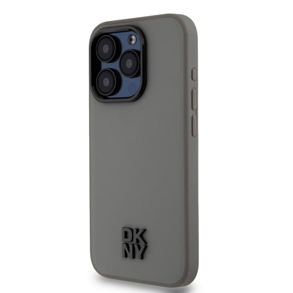 Zadní Kryt DKNY PU Leather Stack Logo Magsafe pro iPhone 15 Pro Max šedý - náhled 3
