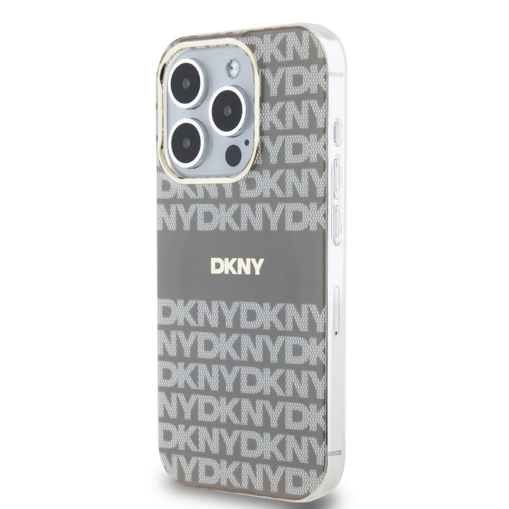 Zadní Kryt DKNY PC/TPU Repeat Pattern Tonal Stripe Magsafe na iPhone 14 Pro Max Beige - náhled 3