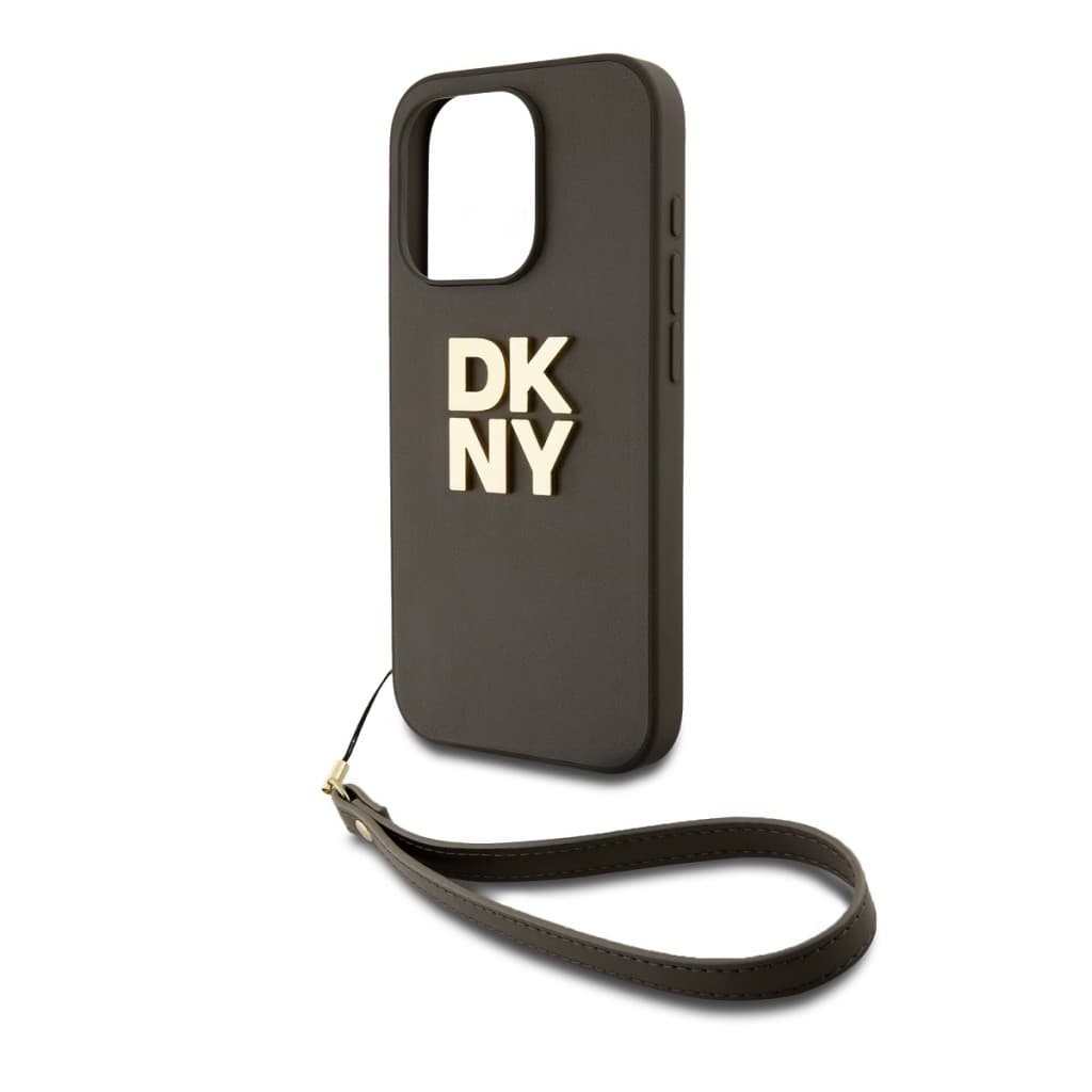 Zadní Kryt DKNY PU Leather Stack Logo Wrist Strap pro iPhone 14 Pro zelený - náhled 3