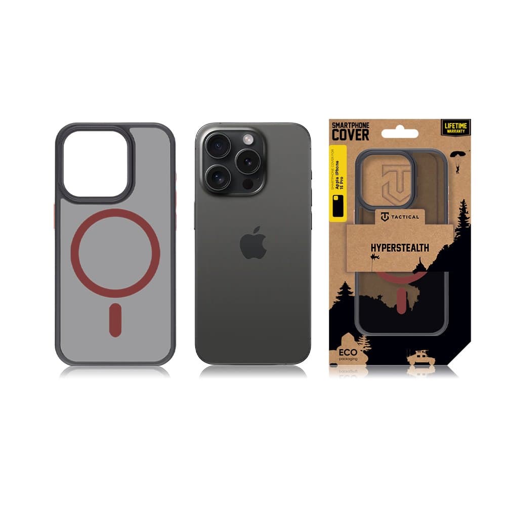 Tactical MagForce Hyperstealth 2.0 Kryt pro iPhone 15 Pro Black/Red - náhled 3
