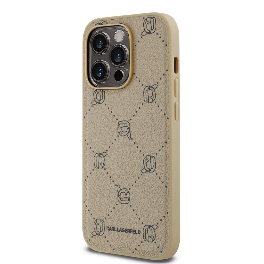Karl Lagerfeld PU Karl Heads Pattern Magsafe Zadní Kryt pro iPhone 14 Pro Max Beige - náhled 3
