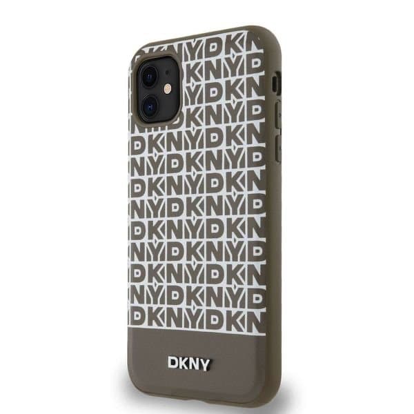 Zadní Kryt DKNY PC/TPU Repeat Pattern Tonal Stripe Magsafe pro iPhone 11 hnědý - náhled 3