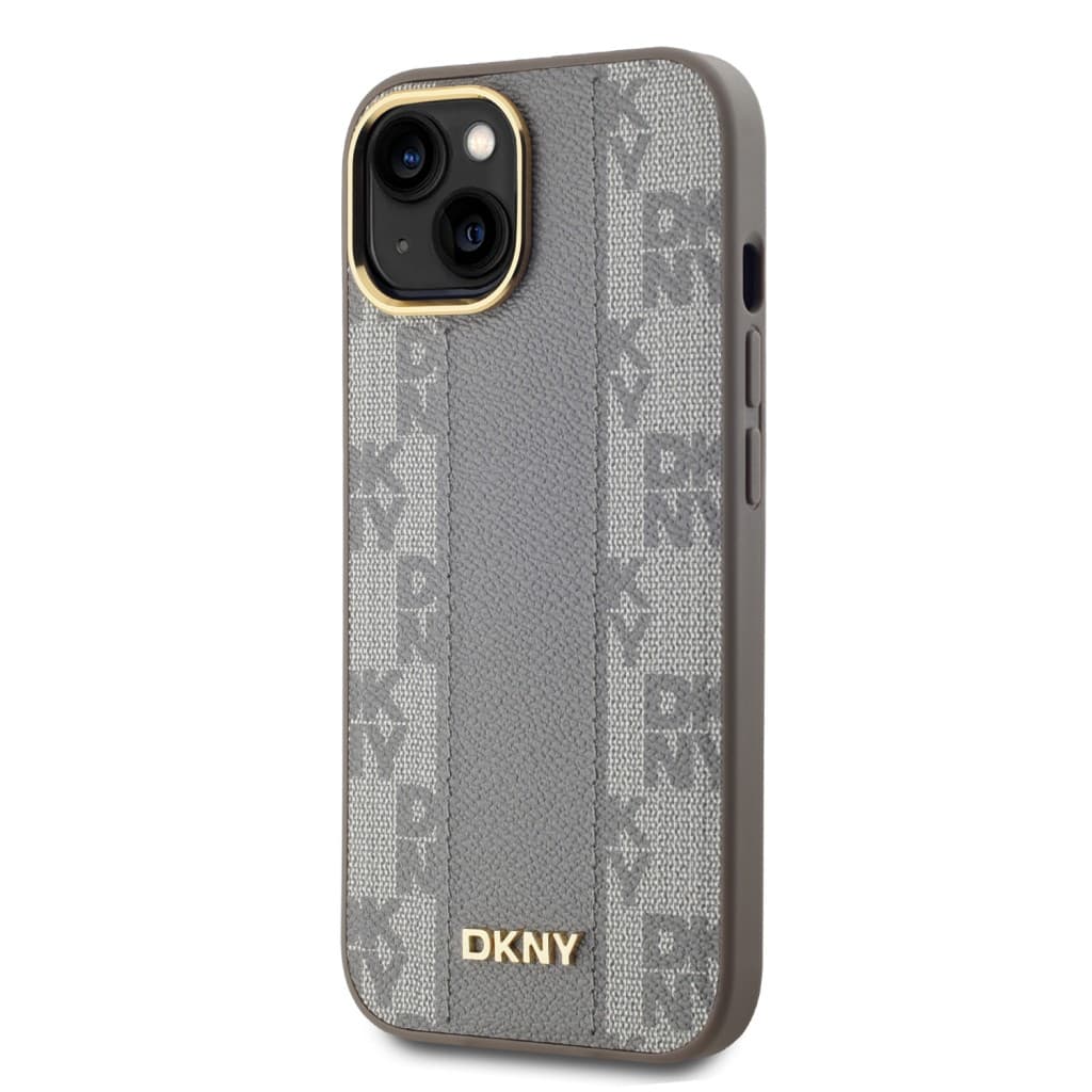 Zadní Kryt DKNY PU Leather Checkered Pattern Magsafe na iPhone 15 Beige - náhled 3