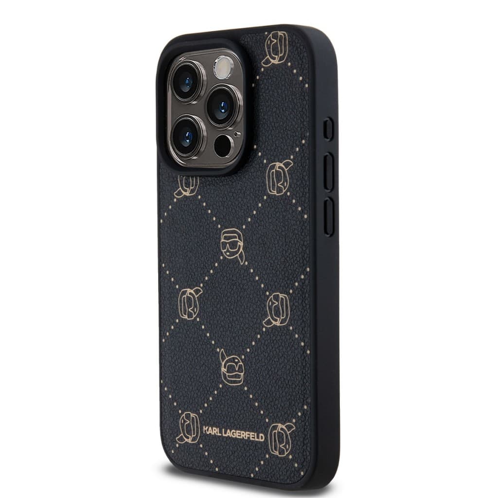 Karl Lagerfeld PU Karl Heads Pattern Magsafe Zadní Kryt pro iPhone 15 Pro Max Black - náhled 3