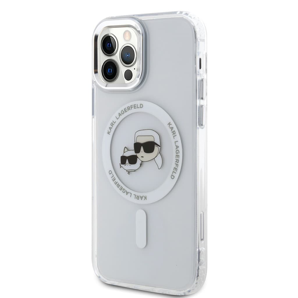 Karl Lagerfeld IML K&amp;CH Heads Metal Frame MagSafe Zadní Kryt pro iPhone 12/12 Pro Transparent - náhled 3