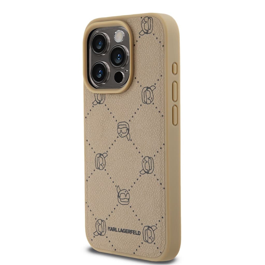 Zadní kryt Karl Lagerfeld PU Karl Heads Pattern Magsafe pro iPhone 15 Pro Max Beige - náhled 3