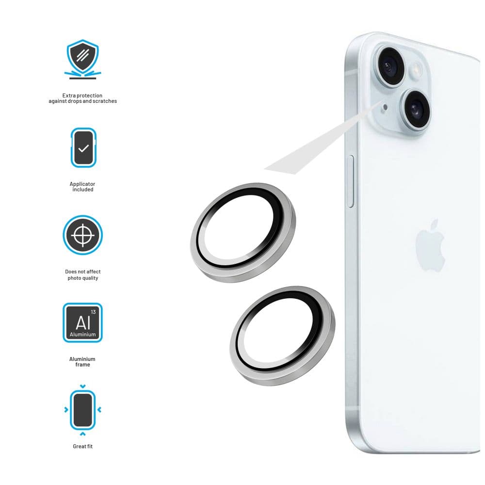 Ochranná skla čoček fotoaparátů FIXED Camera Glass pro Apple iPhone 16/16 Plus, stříbrná - náhled 3