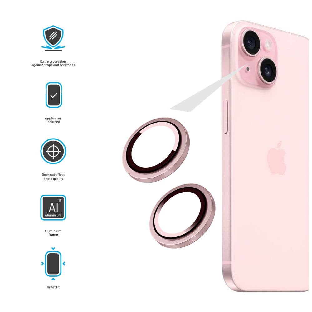 Ochranná skla čoček fotoaparátů FIXED Camera Glass pro Apple iPhone 16/16 Plus, růžová - náhled 3