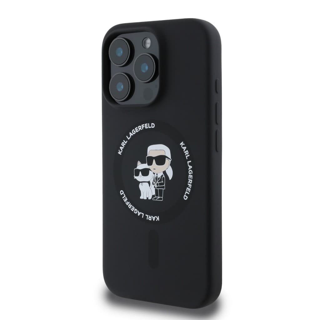 Zadní kryt Karl Lagerfeld Liquid Silicone Karl and Choupette MagSafe pro iPhone 16 Pro Max Black - náhled 3