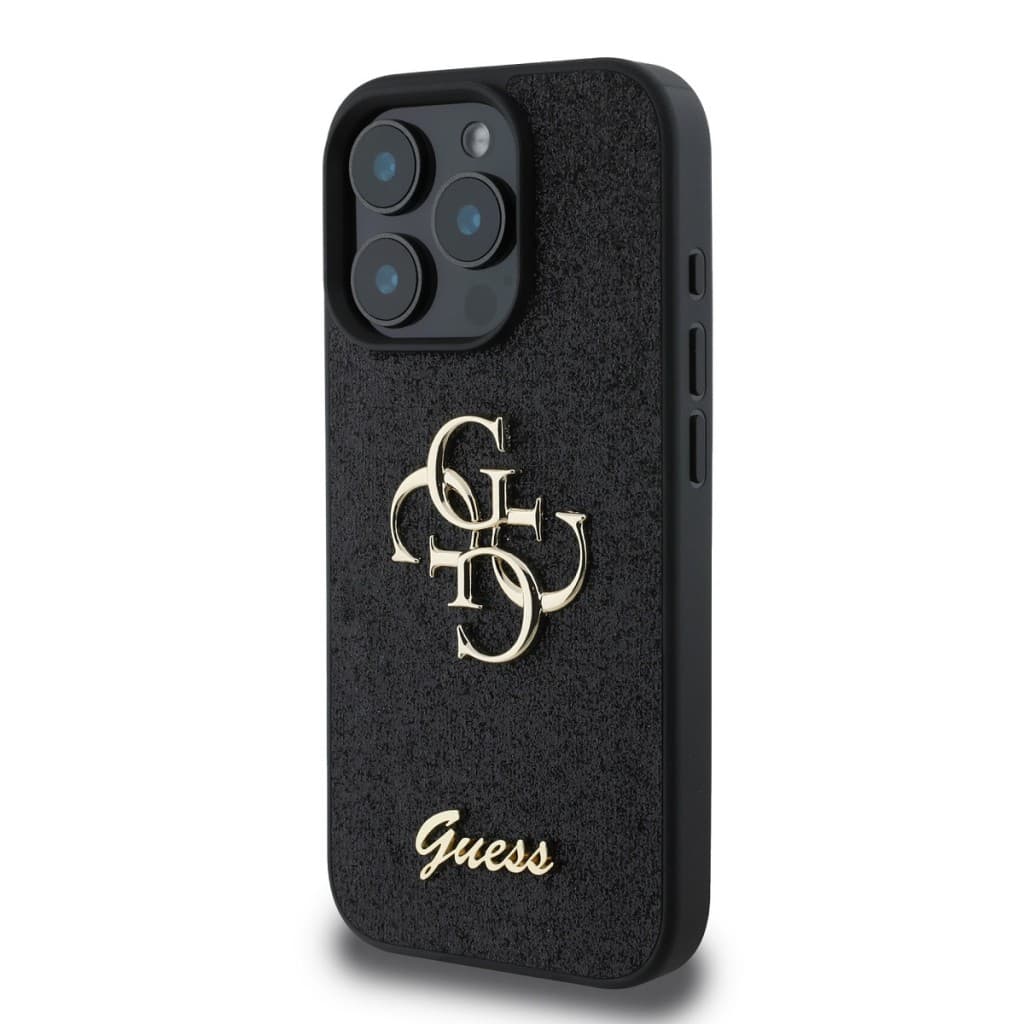 Zadní kryt Guess PU Fixed Glitter 4G Metal Logo pro iPhone 16 Pro Max Black - náhled 3