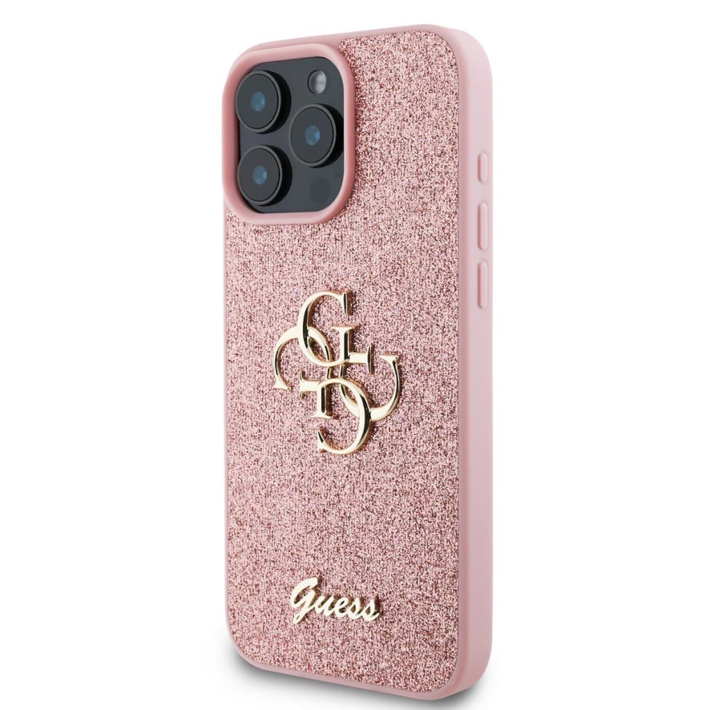 Zadní kryt Guess PU Fixed Glitter 4G Metal Logo pro iPhone 16 Pro Pink - náhled 3
