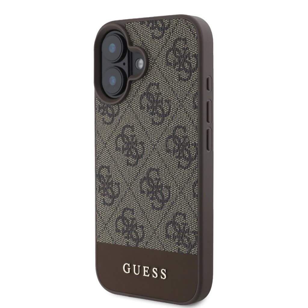 Zadní kryt Guess PU 4G Stripe pro iPhone 16 Brown - náhled 3