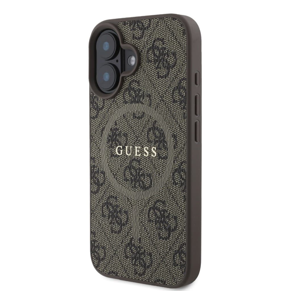 Zadní kryt Guess PU Leather 4G Colored Ring MagSafe pro iPhone 16 Brown - náhled 3