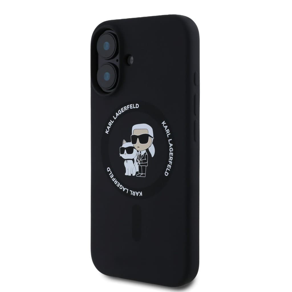 Zadní kryt Karl Lagerfeld Liquid Silicone Karl and Choupette MagSafe pro iPhone 16 Black - náhled 3