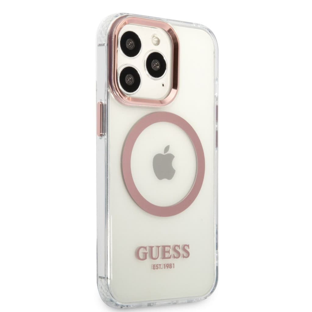Guess Transparent MagSafe Kompatibilní Zadní Kryt pro iPhone 13 Pro Max Pink - náhled 3