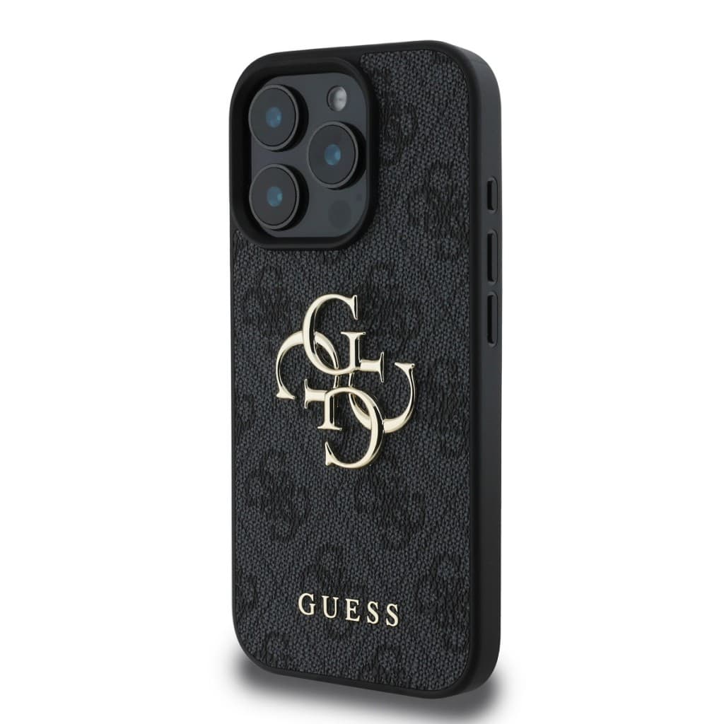 Originální zadní kryt Guess PU 4G Metal Logo pro iPhone 16 Pro Grey - náhled 3