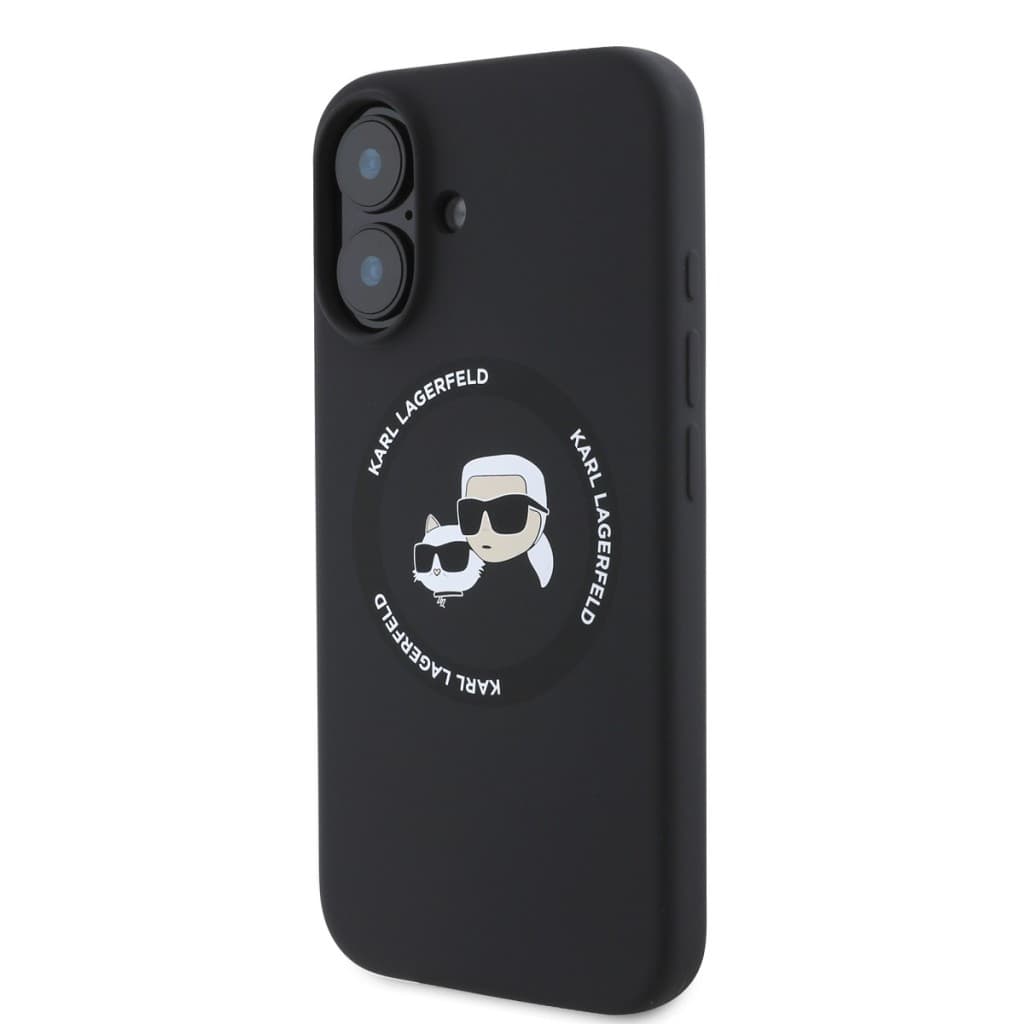 Zadní kryt Karl Lagerfeld Liquid Silicone K&amp;CH Heads MagSafe pro iPhone 16 Black - náhled 3