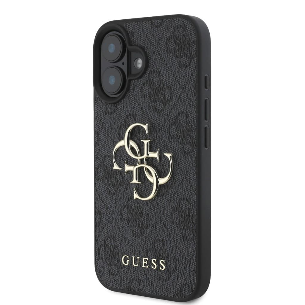 Originální zadní kryt Guess PU 4G Metal Logo pro iPhone 16 Grey - náhled 3