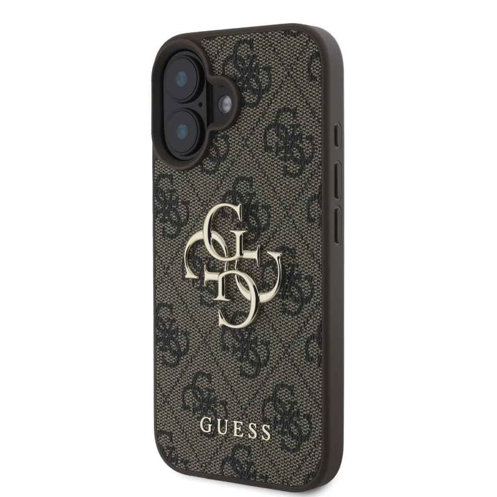 Originální zadní kryt Guess PU 4G Metal Logo pro iPhone 16 Brown - náhled 3