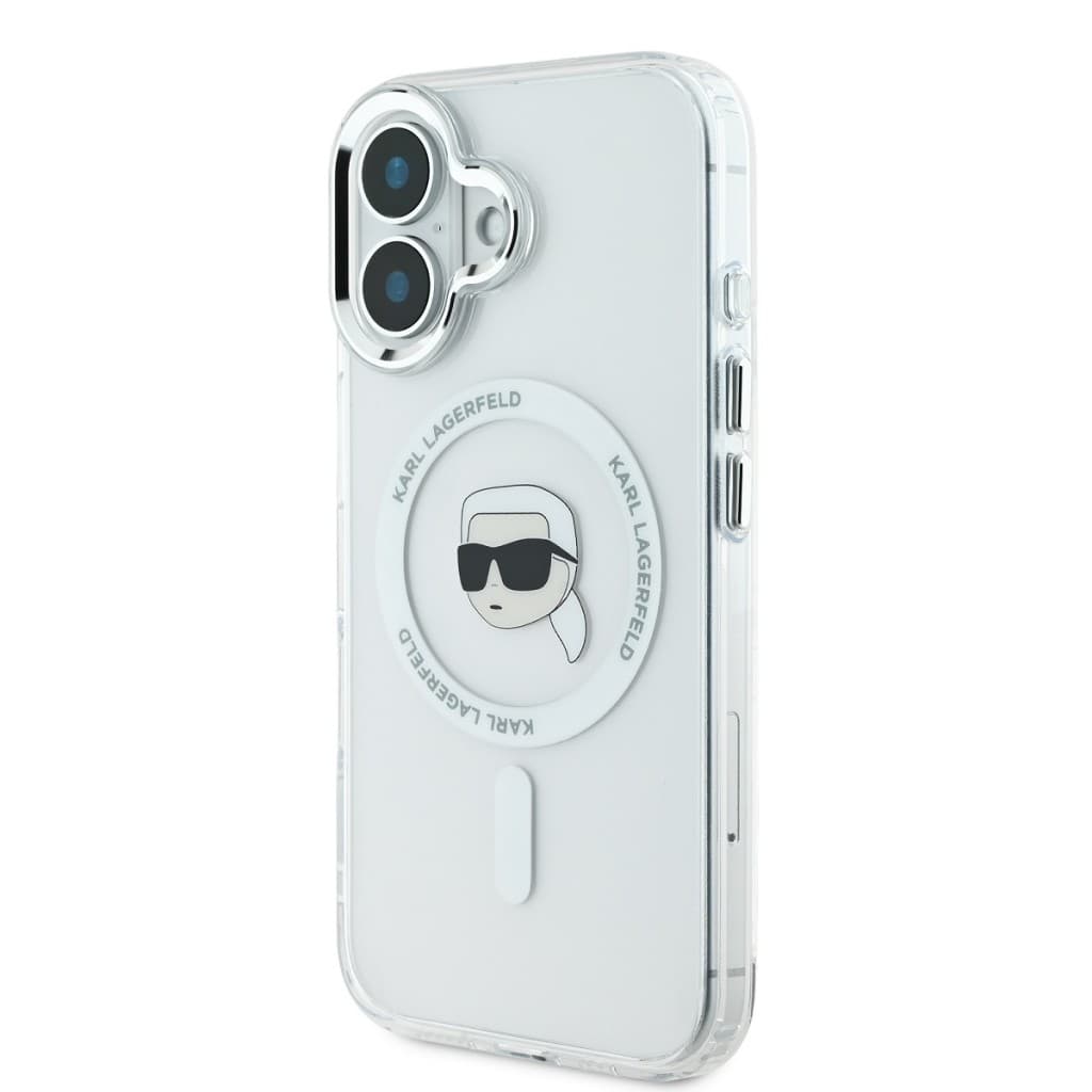 Zadní kryt Karl Lagerfeld IML Karl Head Metal Frame MagSafe pro iPhone 16 Transparent - náhled 3