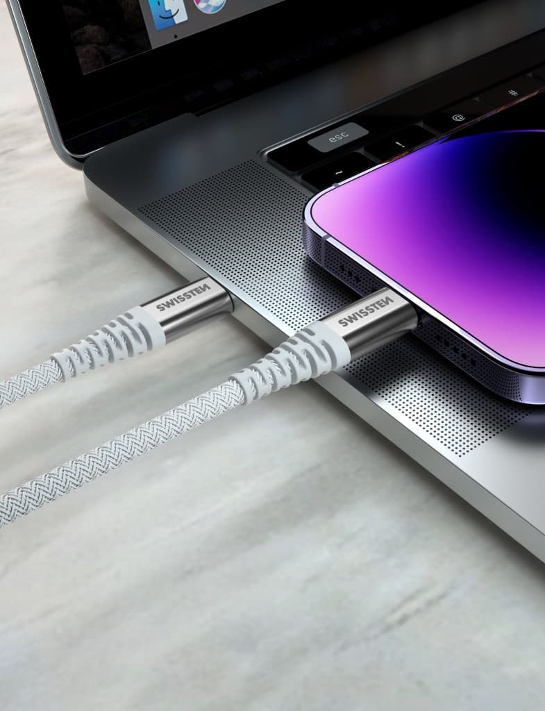 Datový kabel Swissten ARAMID REINFORCED USB-C - USB-C 1,5 m bílý - náhled 3
