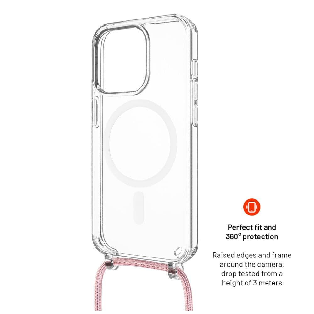Pouzdro FIXED MagPure Neck s růžovou šňůrkou na krk pro Apple iPhone 16 Plus - náhled 3
