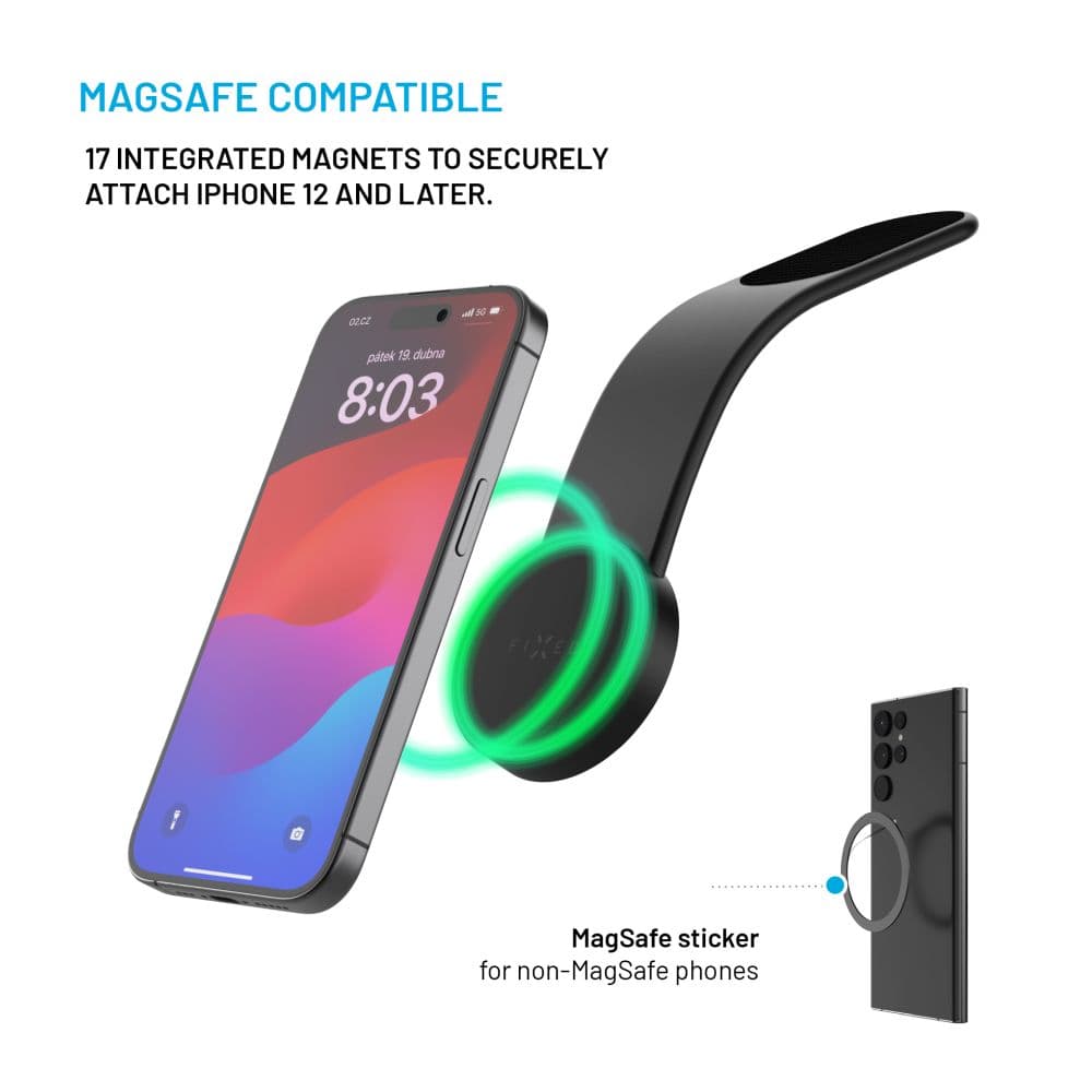 Flexibilní držák FIXED MagFloppy kompatibilní s MagSafe a uchycením na suchý zip, černý - náhled 3