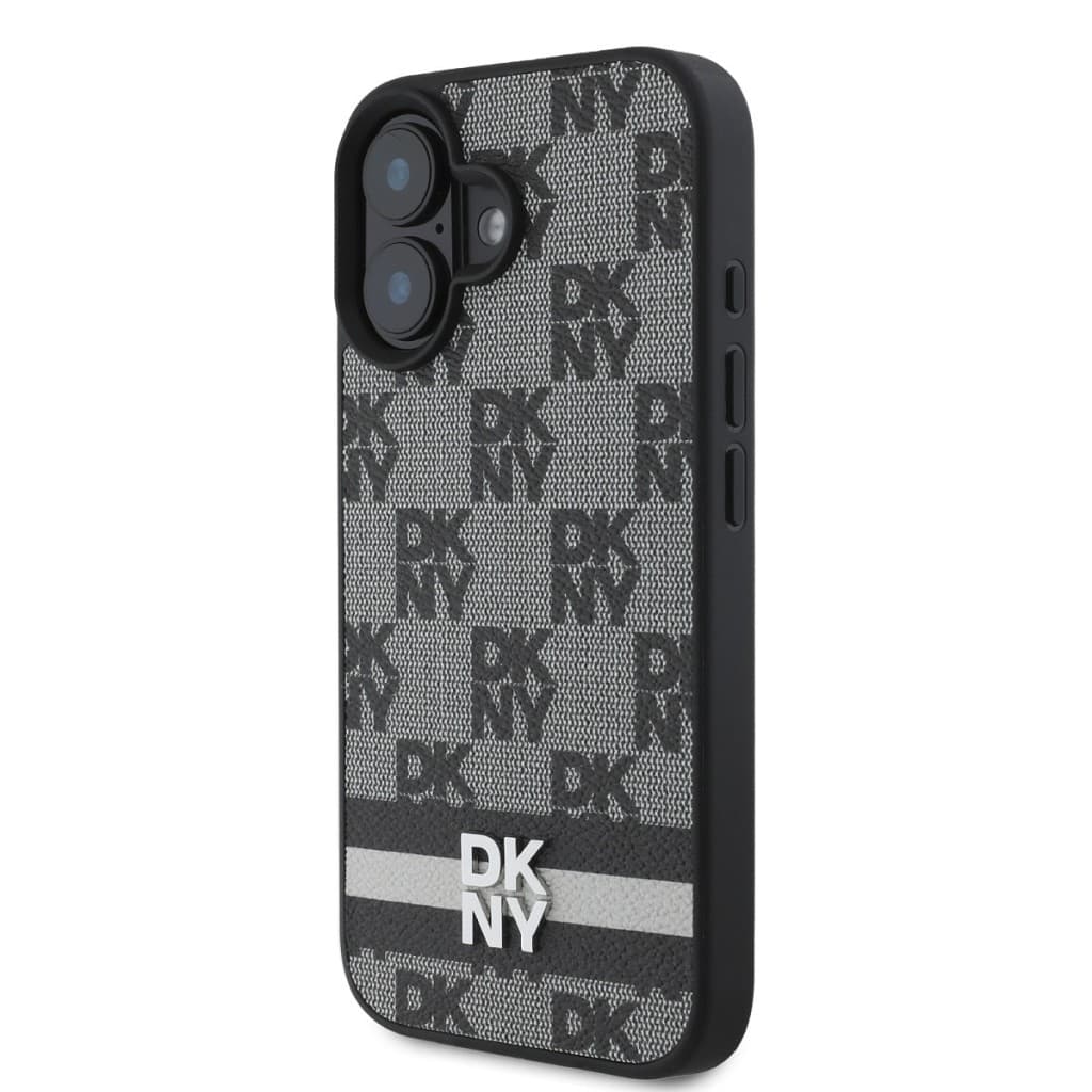 Zadní kryt DKNY PU Leather Checkered Pattern and Stripe pro iPhone 16 Black - náhled 3