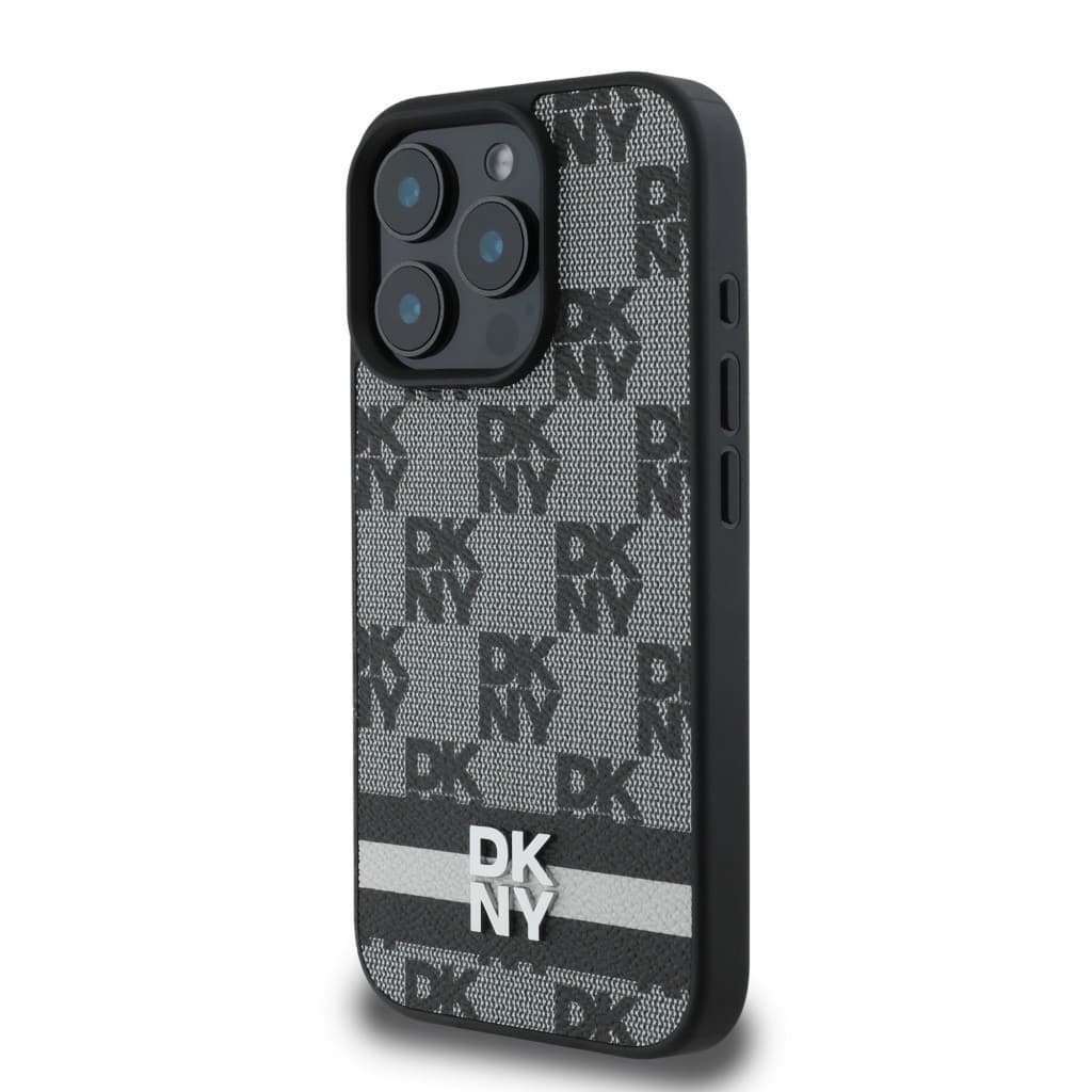 Zadní kryt DKNY PU Leather Checkered Pattern and Stripe pro iPhone 16 Pro Black - náhled 3