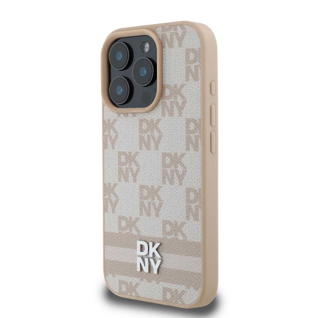Zadní kryt DKNY PU Leather Checkered Pattern and Stripe pro iPhone 16 Pro Pink - náhled 3