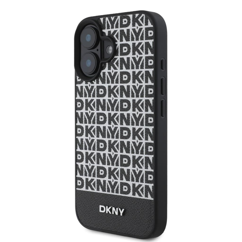 Zadní kryt DKNY PU Leather Repeat Pattern Bottom Stripe MagSafe pro iPhone 16 Plus Black - náhled 3