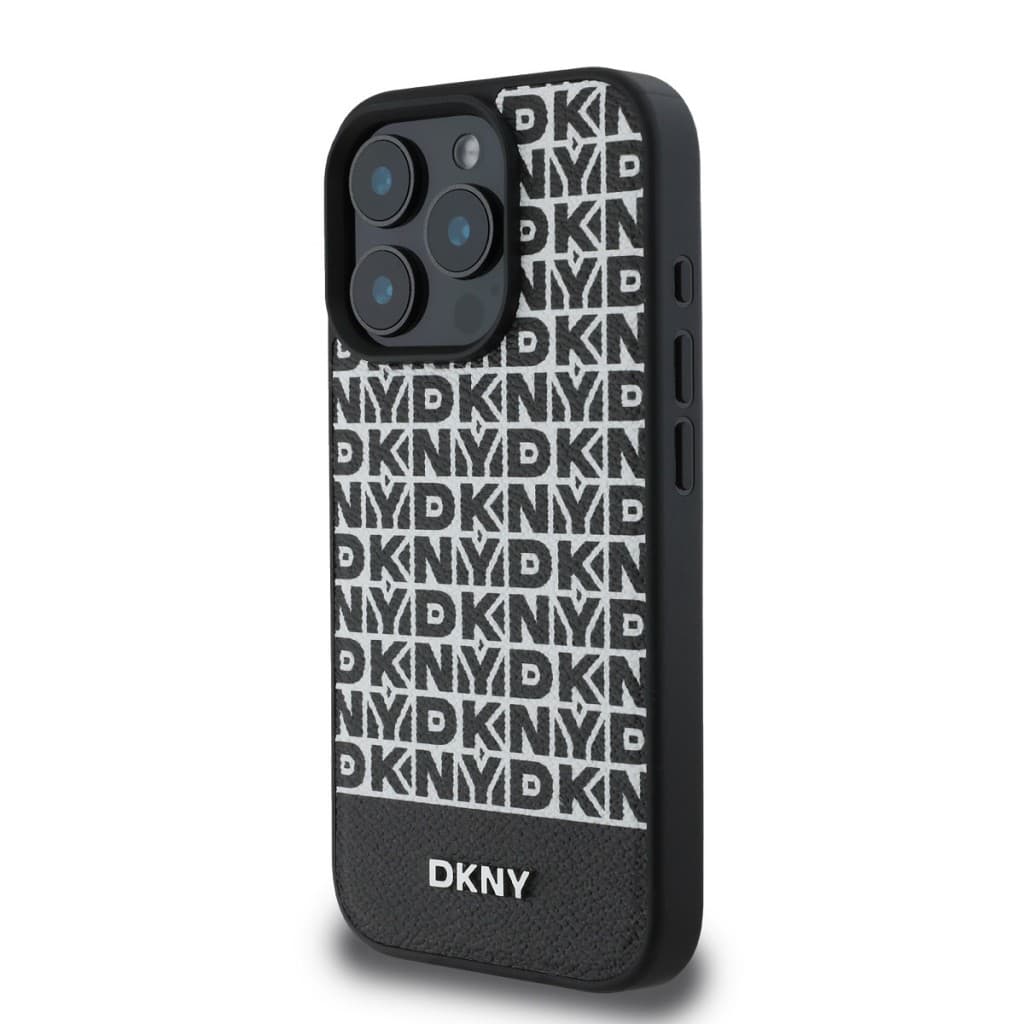 Zadní kryt DKNY PU Leather Repeat Pattern Bottom Stripe MagSafe pro iPhone 16 Pro Black - náhled 3