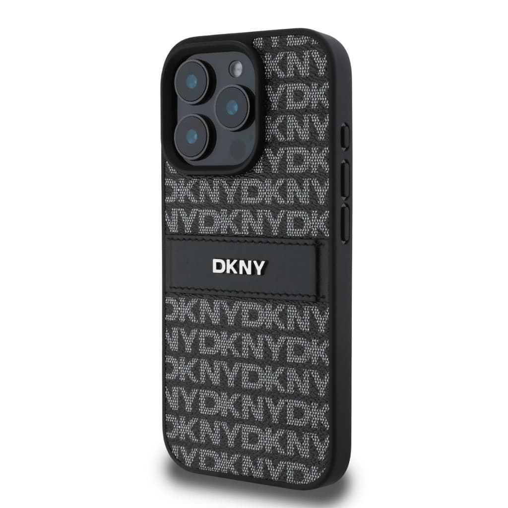 Zadní kryt DKNY PU Leather Repeat Pattern Tonal Stripe pro iPhone 16 Pro Max Black - náhled 3