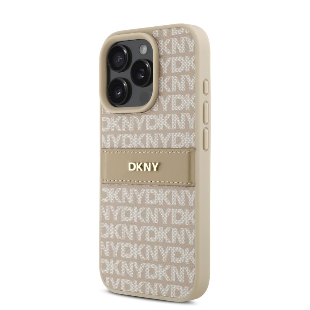 Zadní kryt DKNY PU Leather Repeat Pattern Tonal Stripe pro iPhone 16 Pro Max Pink - náhled 3