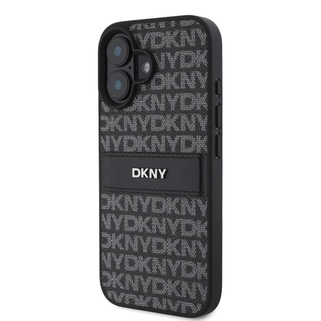 Zadní kryt DKNY PU Leather Repeat Pattern Tonal Stripe pro iPhone 16 Plus Black - náhled 3