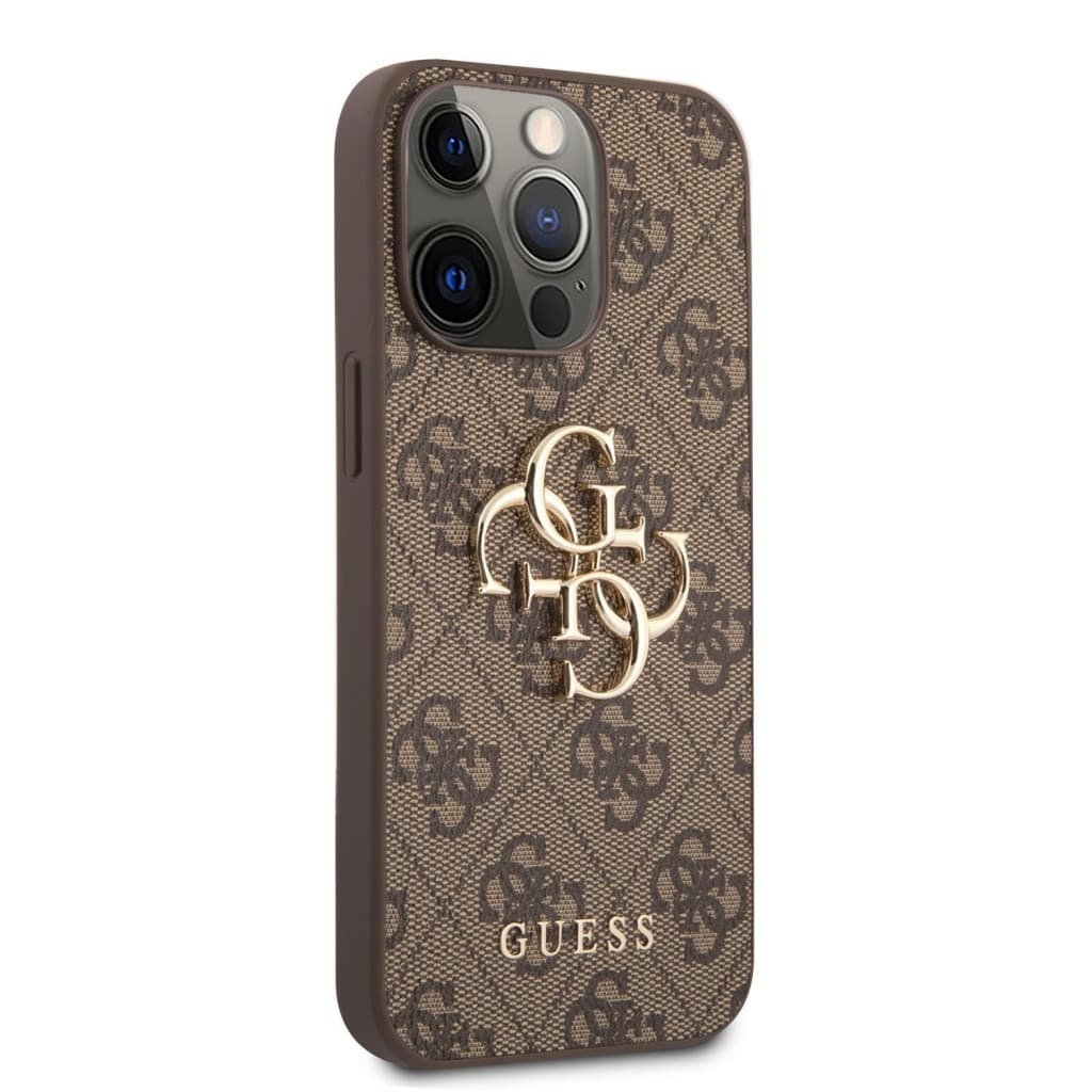 Guess PU 4G Metal Logo Zadní Kryt pro iPhone 13 Pro Brown - náhled 3