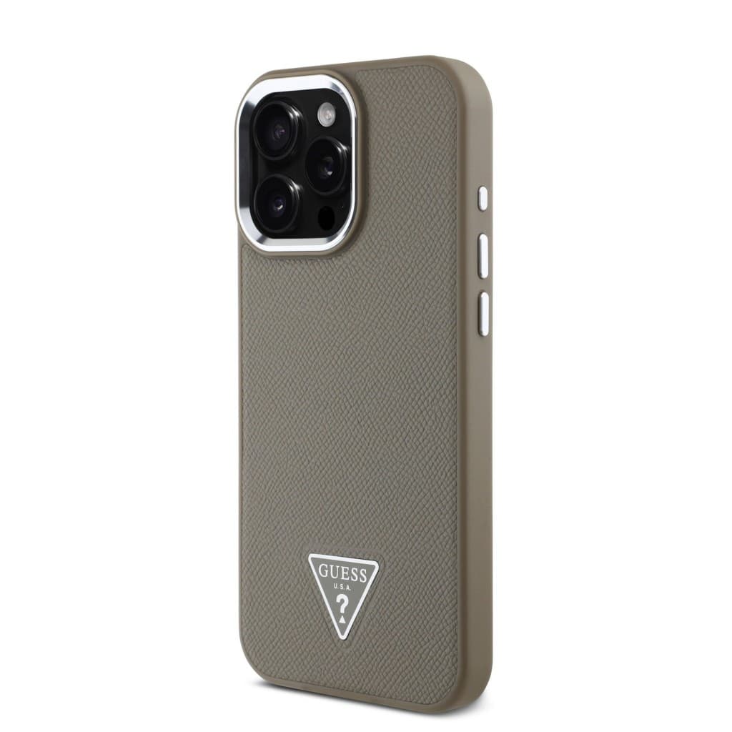 Zadní kryt Guess PU Grained Triangle Logo pro iPhone 16 Pro Max Brown - náhled 3