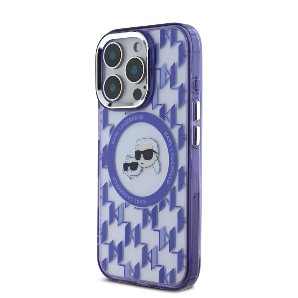 Zadní kryt Karl Lagerfeld IML Monogram K&amp;CH Heads MagSafe pro iPhone 16 Pro Purple - náhled 3