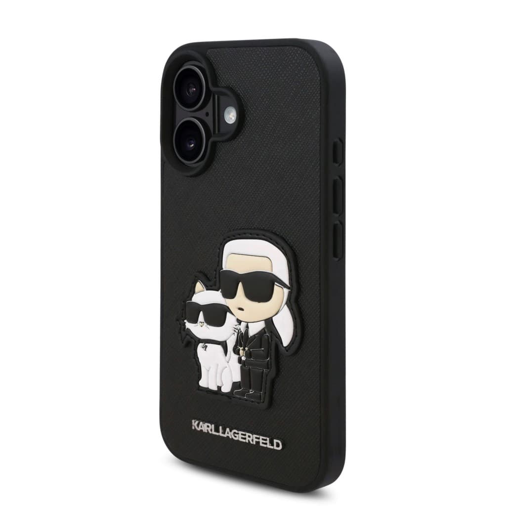 Zadní kryt Karl Lagerfeld PU Saffiano Karl and Choupette pro iPhone 16 Black - náhled 3