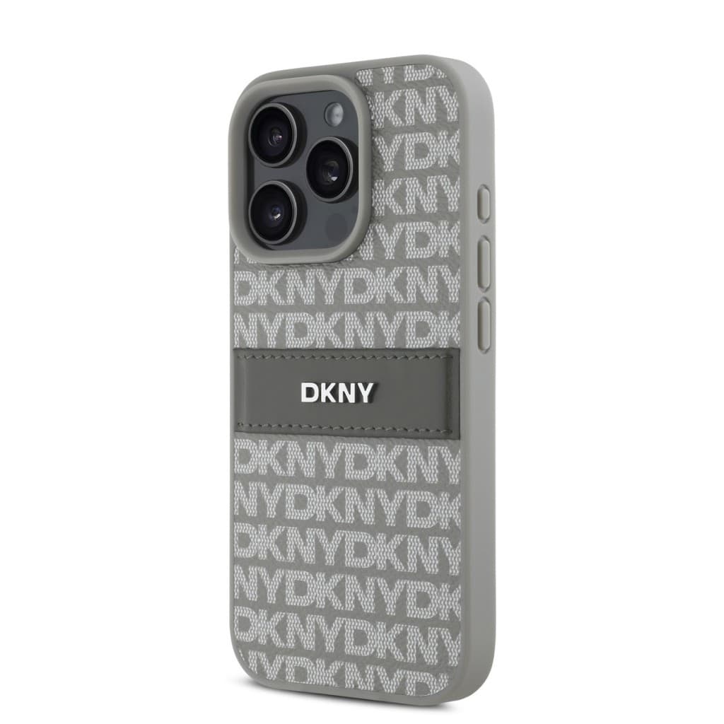 Zadní kryt DKNY PU Leather Repeat Pattern Tonal Stripe pro iPhone 16 Pro Max Beige - náhled 3