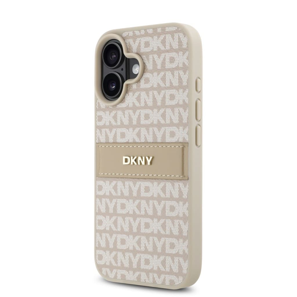 Zadní kryt DKNY PU Leather Repeat Pattern Tonal Stripe pro iPhone 16 Plus Pink - náhled 3