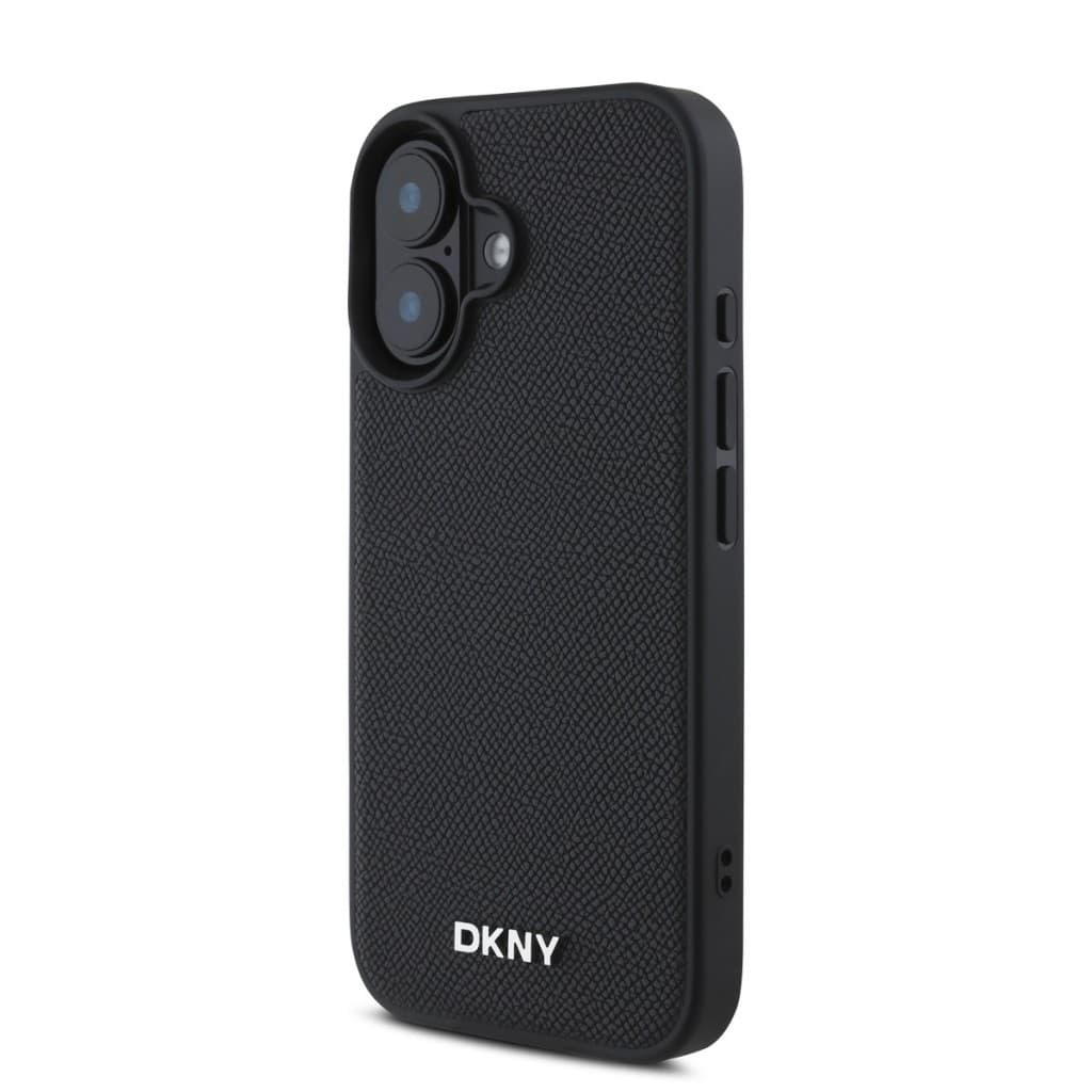 Zadní kryt DKNY PU Leather Silver Metal Logo Magsafe pro iPhone 16 Plus Black - náhled 3