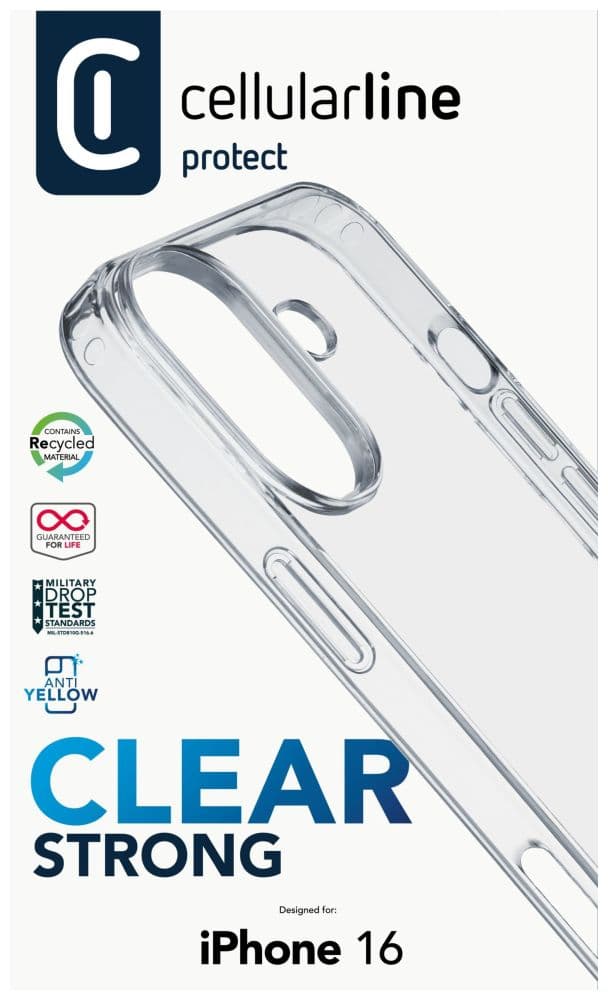 Zadní čirý kryt s ochranným rámečkem Cellularline Clear Duo pro Apple iPhone 16 - náhled 3