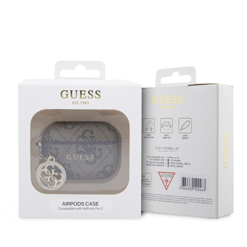 Pouzdro Guess 4G Script PC/PU Charm pro AirPods Pro 2 Brown - náhled 3
