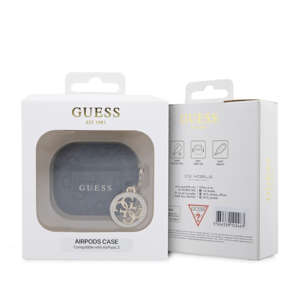 Pouzdro Guess 4G Script PC/PU Charm pro AirPods 3 Black - náhled 3