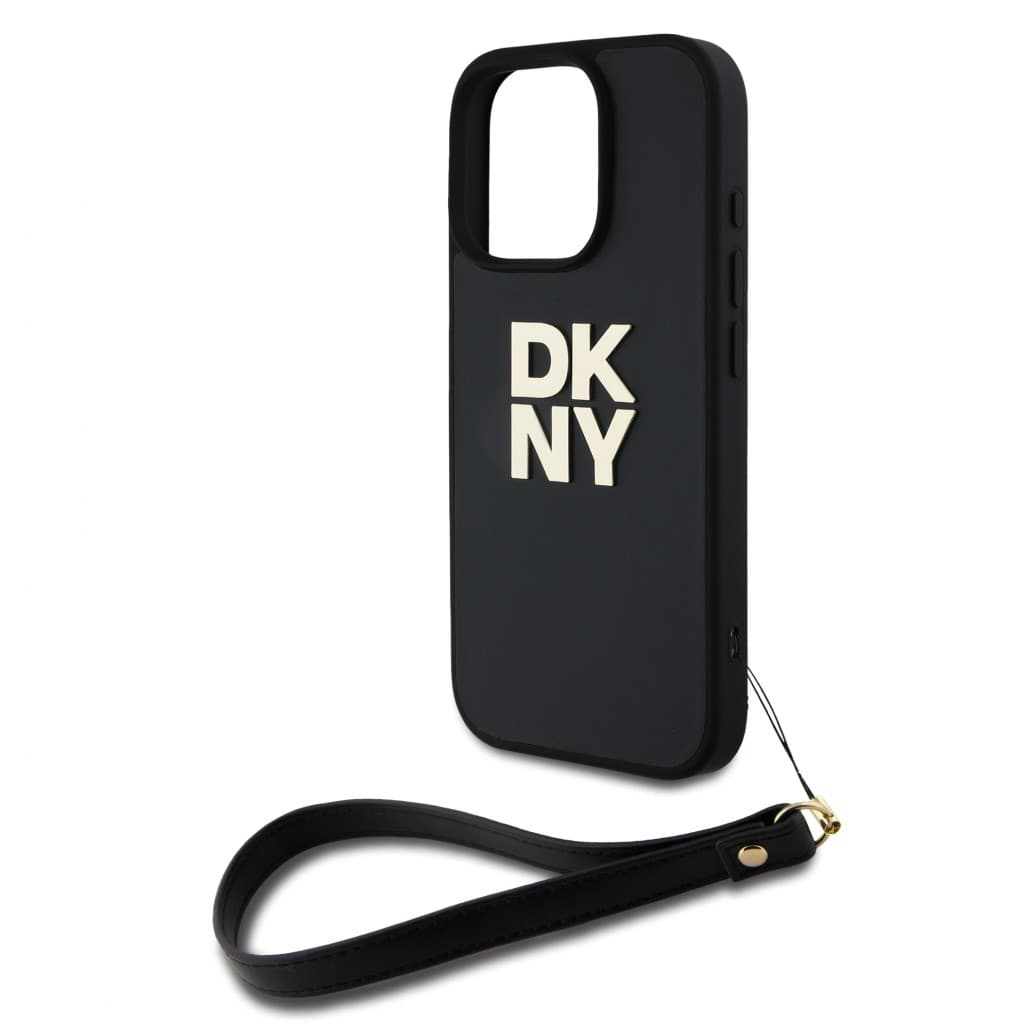 Zadní kryt DKNY PU Leather Stack Logo Wrist Strap pro iPhone 16 Pro Max Black - náhled 3