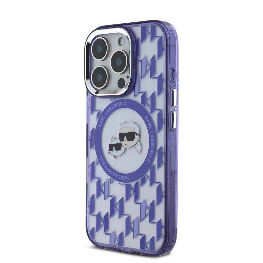 Zadní kryt Karl Lagerfeld IML Monogram K&amp;CH Heads MagSafe pro iPhone 16 Pro Max Purple - náhled 3
