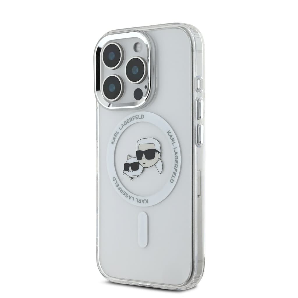 Zadní kryt Karl Lagerfeld IML K&amp;CH Heads Metal Frame MagSafe pro iPhone 16 Pro Max Transparent - náhled 3