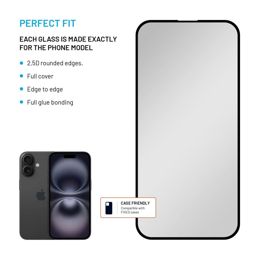 Ochranné tvrzené sklo FIXED Privacy Full-Cover pro Apple iPhone 16, lepení přes celý displej, černé - náhled 3